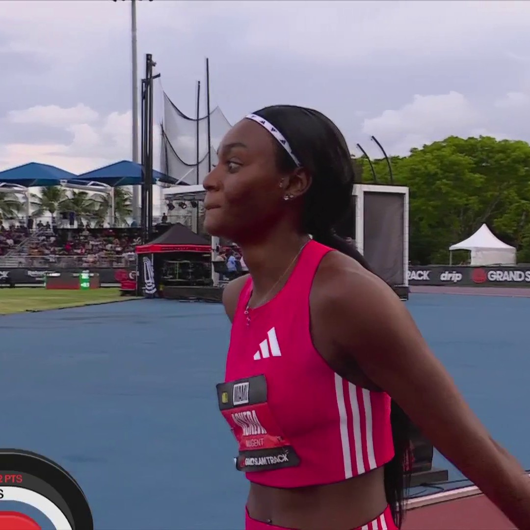 🇯🇲Ackera Nugent clinches the Slam title and $100k in Miami while tying her 11.09 100m PB! 🇺🇸Masai Russell 4th in the 100m and 2nd overall in the short hurdles group