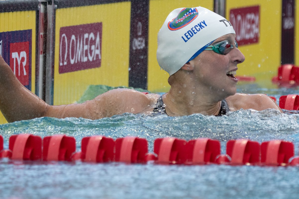 The emotion of breaking your world record for the first time since Rio 2016. Unreal, Katie Ledecky 🐐