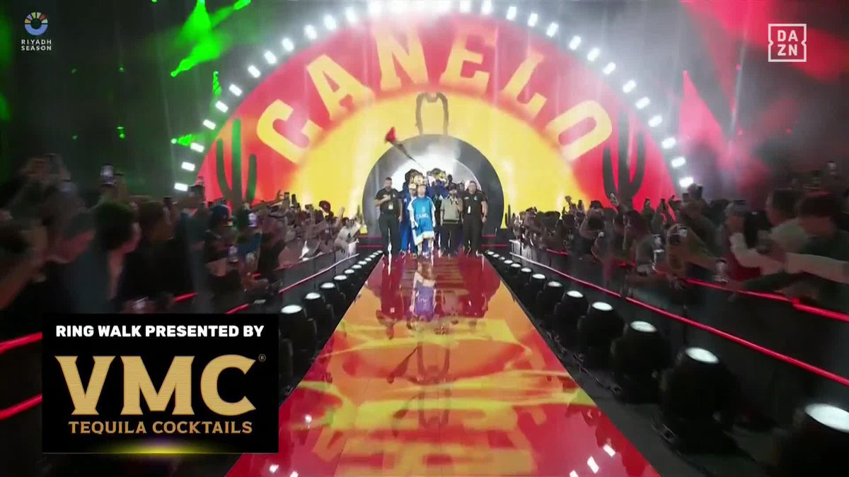 .Canelo Alvarez walks out with Luis R. Conriquez for his Undisputed Super Middleweight Championship bout 🇲🇽🎶 🎟 Buy #CaneloScull on NOW Live Now | #RiyadhSeason | Powered by FATAL FURY: City of the Wolves City of Wolves SNK GLOBAL | Ring Magazine