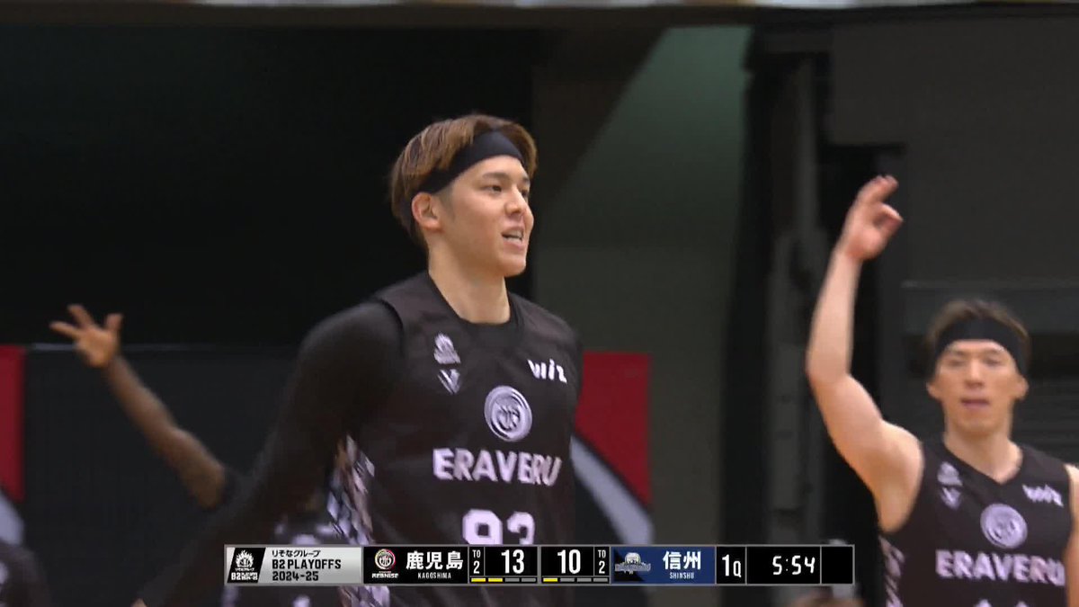 GAME1を落とし後がない鹿児島。 #11 森田の見事なキックアウトパスから#93 上良が射抜く🔥🔥🔥 森田雄次 上良潤起／Junki.U 鹿児島レブナイズ 📡バスケットLIVEで生配信中 #Bリーグ #りそなグループ #B2プレーオフ