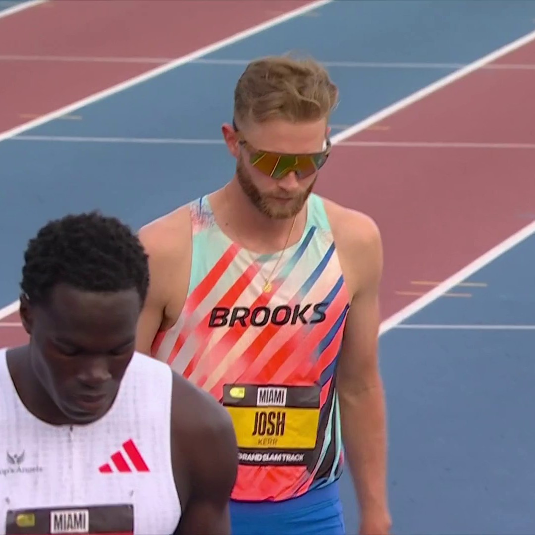 Back in business 😎 Olympic silver medallist Josh Kerr runs a new 800m personal best to take the short distance title at Grand Slam Track Miami 💪 British Athletics