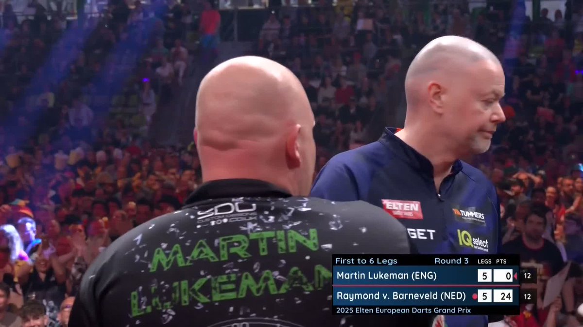 SMASH WINS A THRILLER! Martin Lukeman battles back from 5-1 down to beat Raymond van Barneveld 6-5 in a last-leg decider, as the Englishman rattled off five legs on the spin to book his first quarter-final of the season on the European Tour! 📺 #ET6