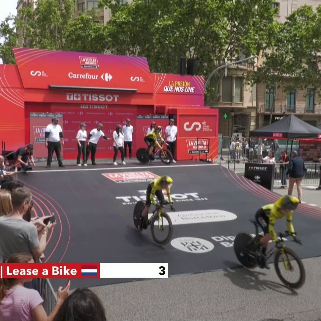 CHAOS at the start of La Vuelta Femenina for Visma - Lease a bike! TWO of their riders missed the team’s TTT start time. What is going on? 🤔