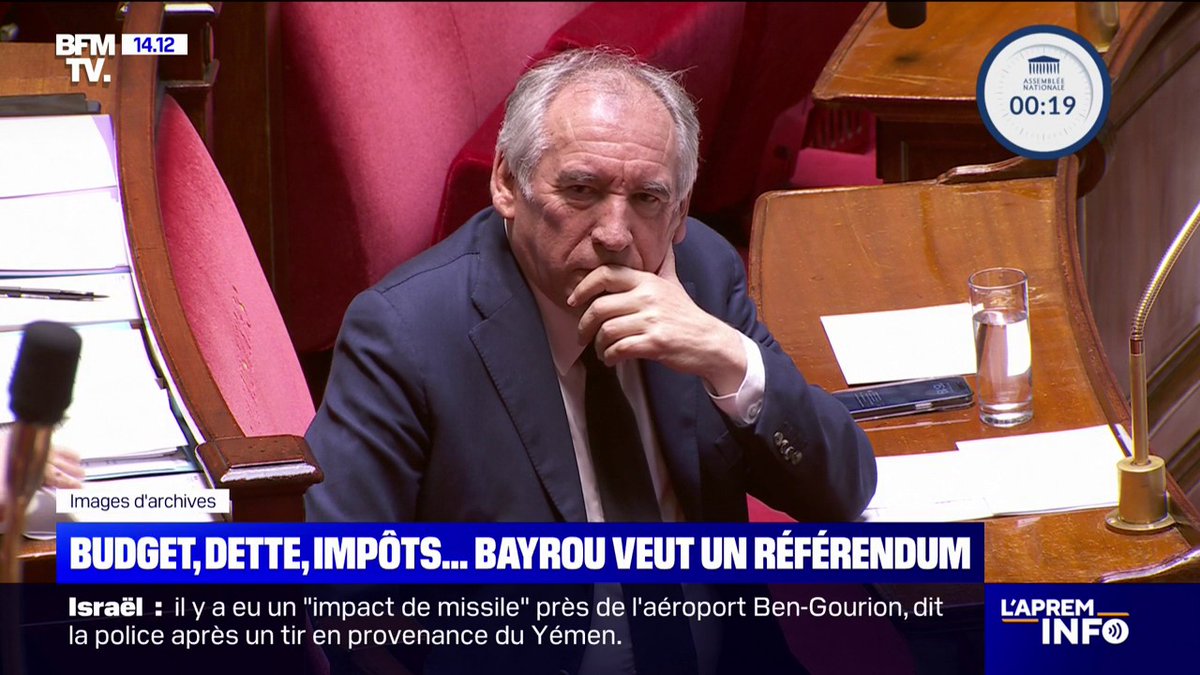 Référendum sur le budget: "Laisser les français trancher", défend François Bayrou, Premier ministre