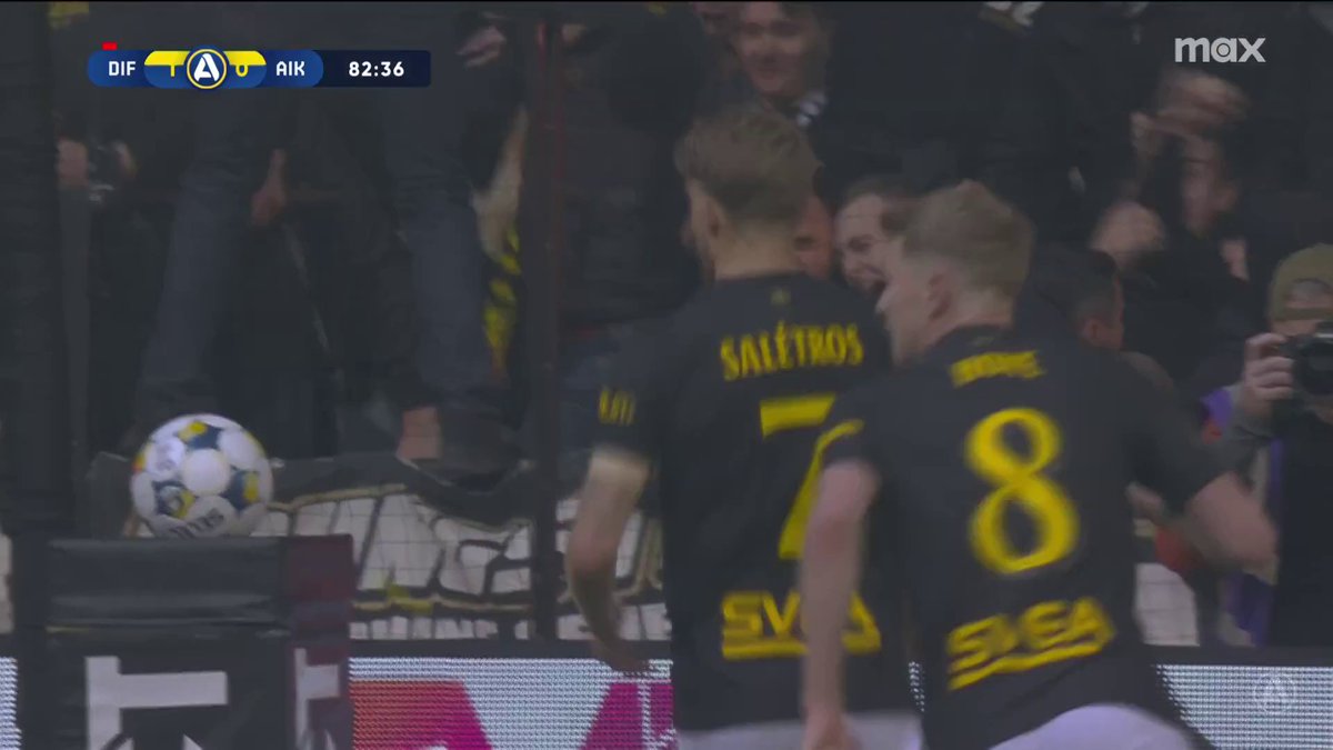 AIK kvitterar! Kapten Anton Salétros skickar in 1-1! ⚫🟡 📲 Se matchen på Max