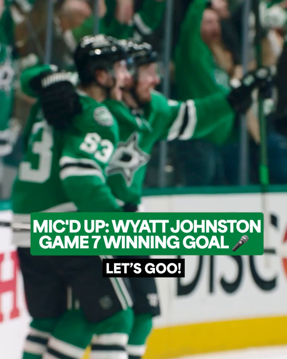 LET'S GOOOO! ๐ Listen in as Wyatt Johnston and the x - Dallas Stars celebrate their #Game7 winning goal! #StanleyCup
