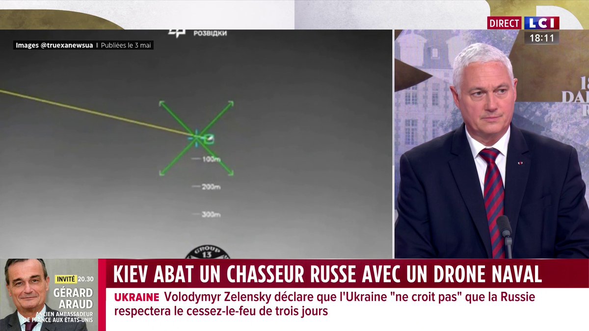➡️ Kiev annonce avoir abattu un chasseur russe avec un drone naval 🗣️ "Les Ukrainiens ont gagné la bataille de la mer Noire", selon le général Michel Yakovleff 📺 Darius Rochebin