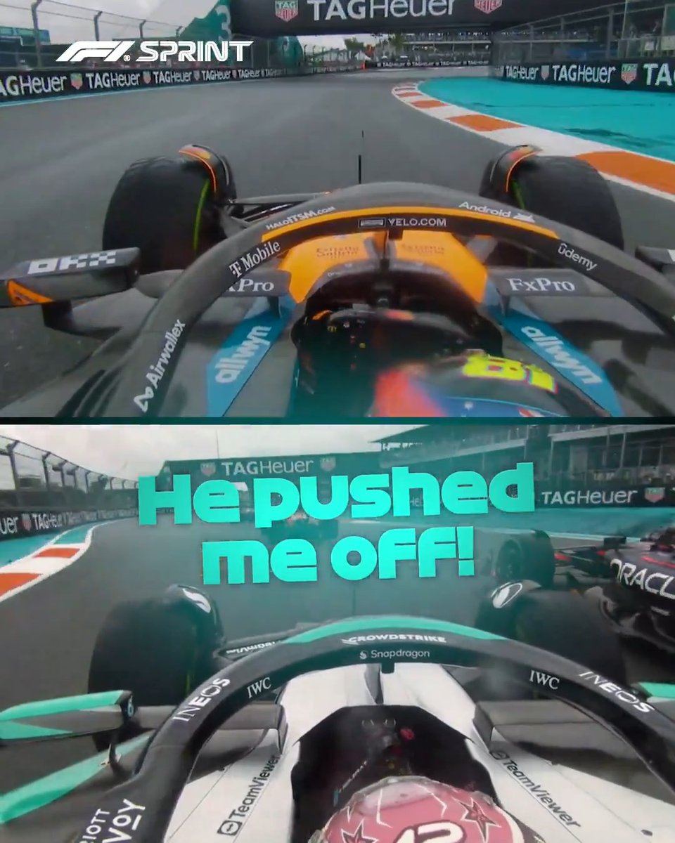 This battle for P1 was the talking point of the Sprint start ⚔️ Piastri sweeps to the lead, Antonelli thinks he's been forced off 🗣️ #F1 #MiamiGP