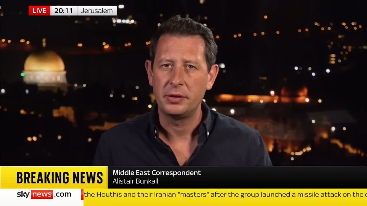 A missile fired by the Houthis from Yemen has landed near Israel's Ben Gurion Airport, causing panic among passengers in the terminal building. @AliBunkallSky says the attack will be "deeply worrying" for Israel. Latest ➡️ 📺 Sky 501 and Freeview 233