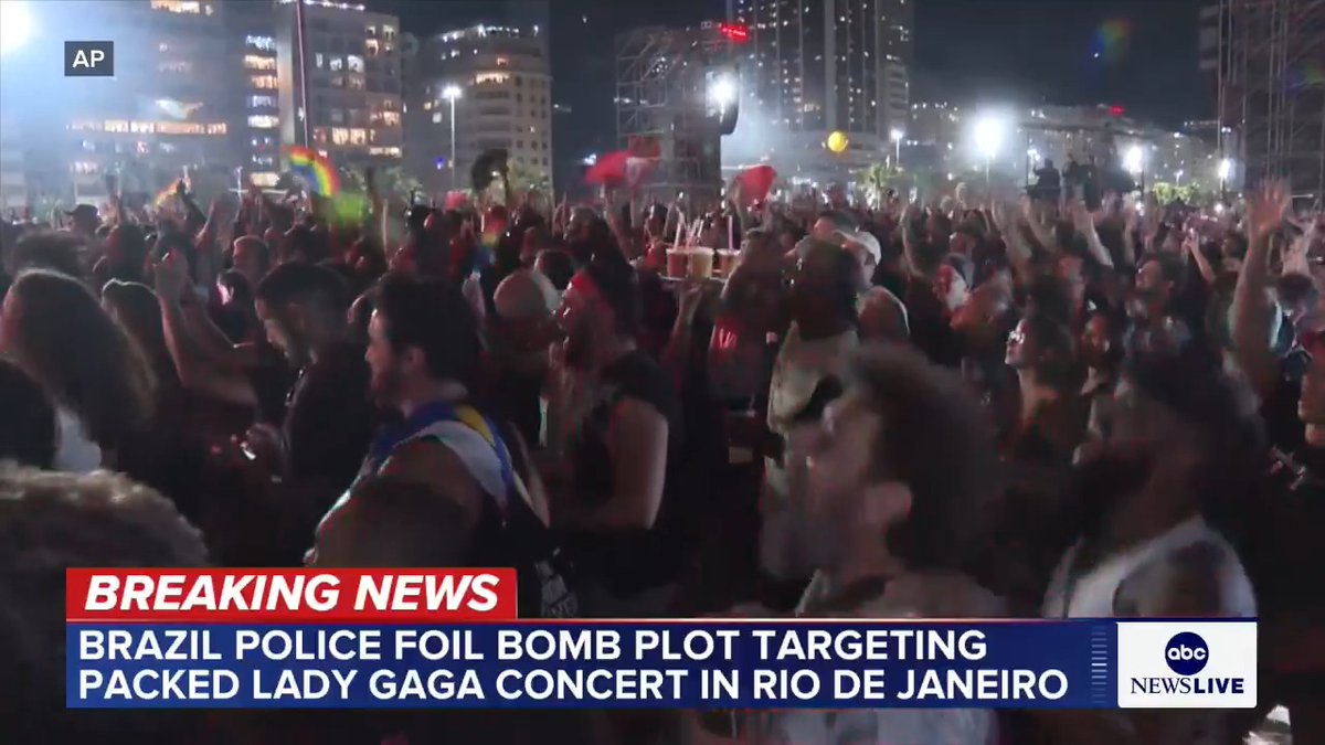 Two people were arrested in connection with an alleged bomb attack plot targeting Lady Gaga's massive free concert on Copacabana Beach in Brazil, authorities said.