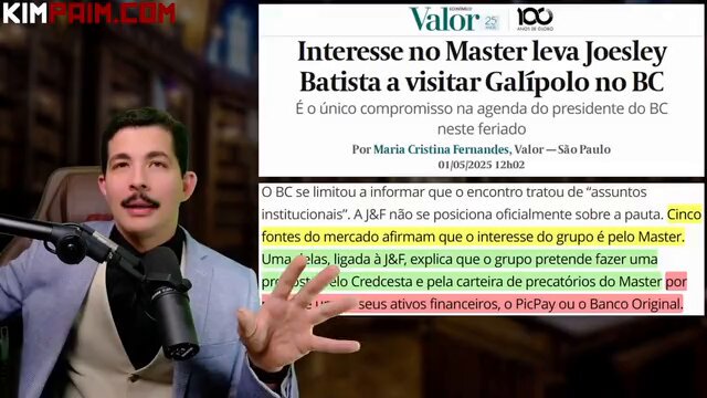 O motivo da reunião do Joesley com o Galipolo no Banco Central: BANCO MASTER. Isso aqui tá muito interessante de acompanhar.