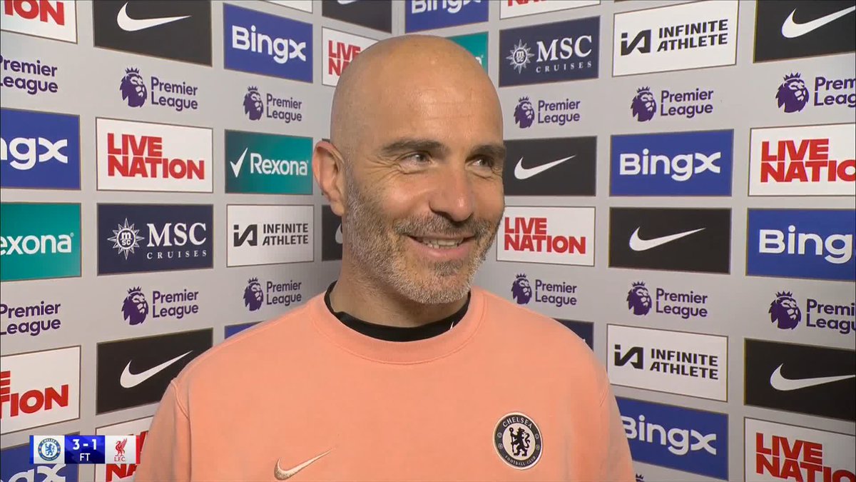 "I've very impressed with my players" 😃 Enzo Maresca reacts after Chelsea's 3-1 win over Liverpool 🎙️