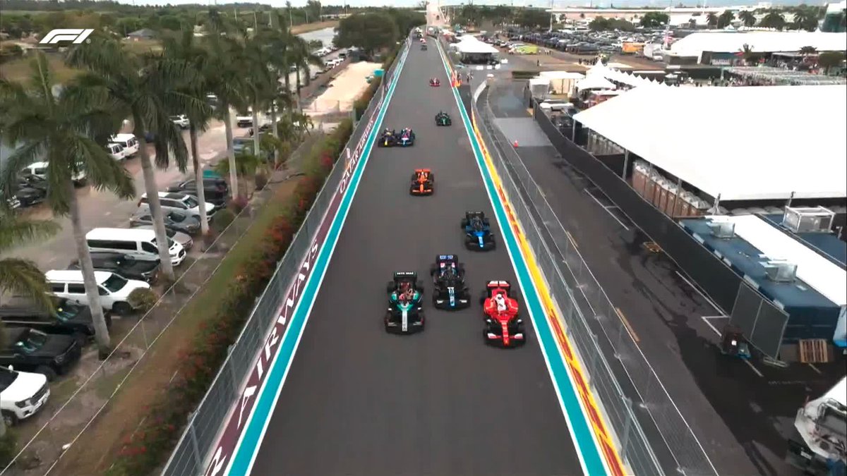 Joining drone cam as the drivers bring their LEGO cars home 🎥 #F1 #MiamiGP
