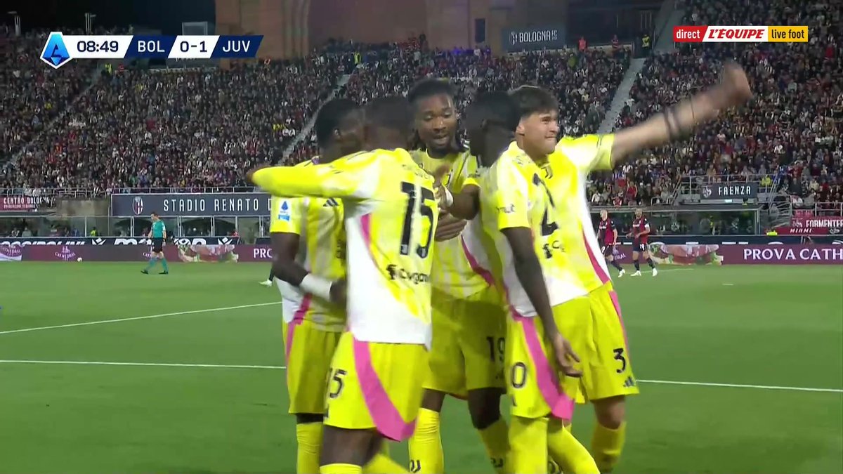 Le but de Thuram ! Le Français ouvre le score et met la Juventus sur de bons rails en ce début de match à Bologne ! #lequipeFOOT Suivez le match en direct >
