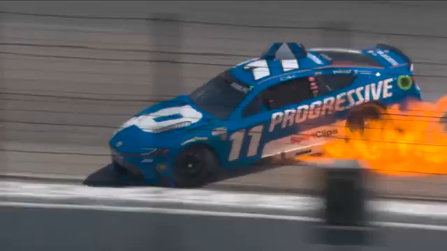 Fire in the No. 11. Denny Hamlin is okay.