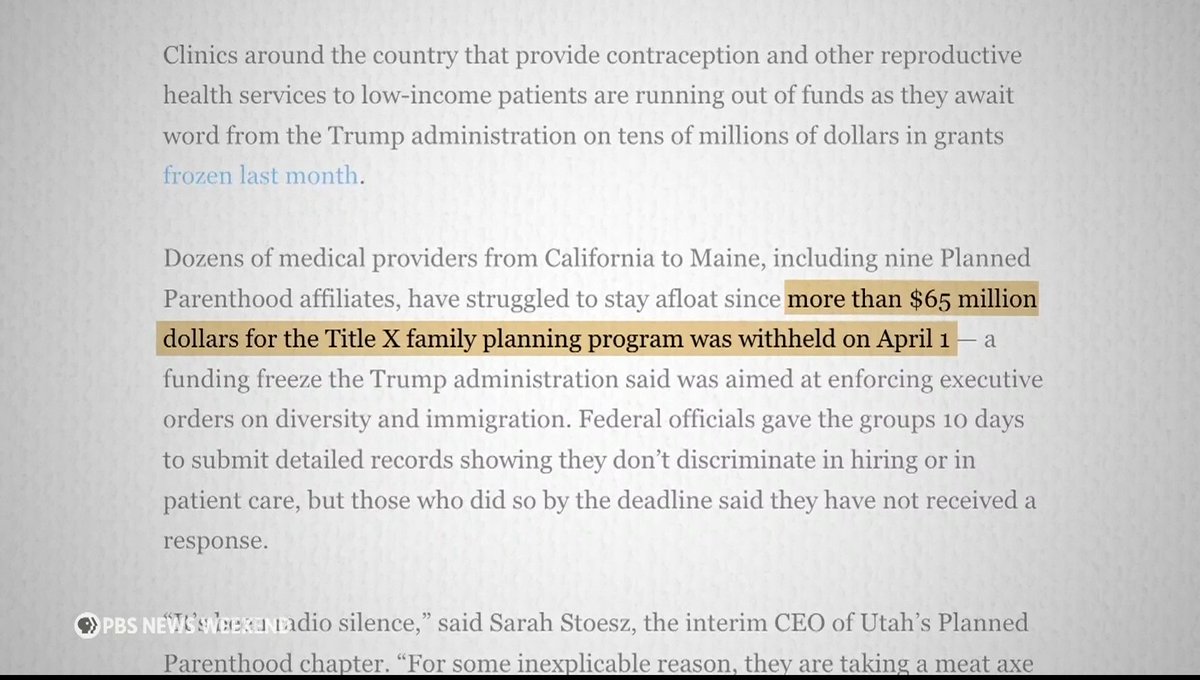 For more than 50 years, millions of dollars in federal grants known as Title X have funded clinics that offer free or discounted family-planning services to mostly low-income Americans. In April, the Trump administration froze more than $65 million in grants, forcing some providers to shut their doors. Ali Rogin spoke with Brittni Frederiksen for more.