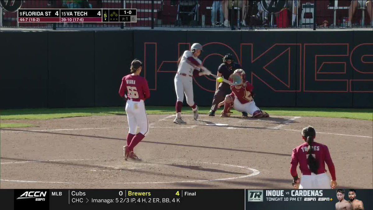 B5 | She. Is. Unstoppable. Cori's second HR of the day puts the Hokies up 5-4! #Hokies🥎