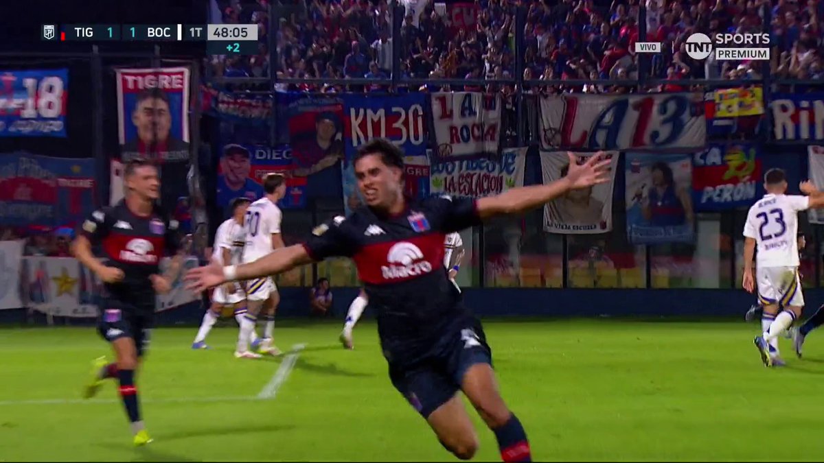 ❌El gol de Scipioni para el 1-1 de Tigre a #Boca.
