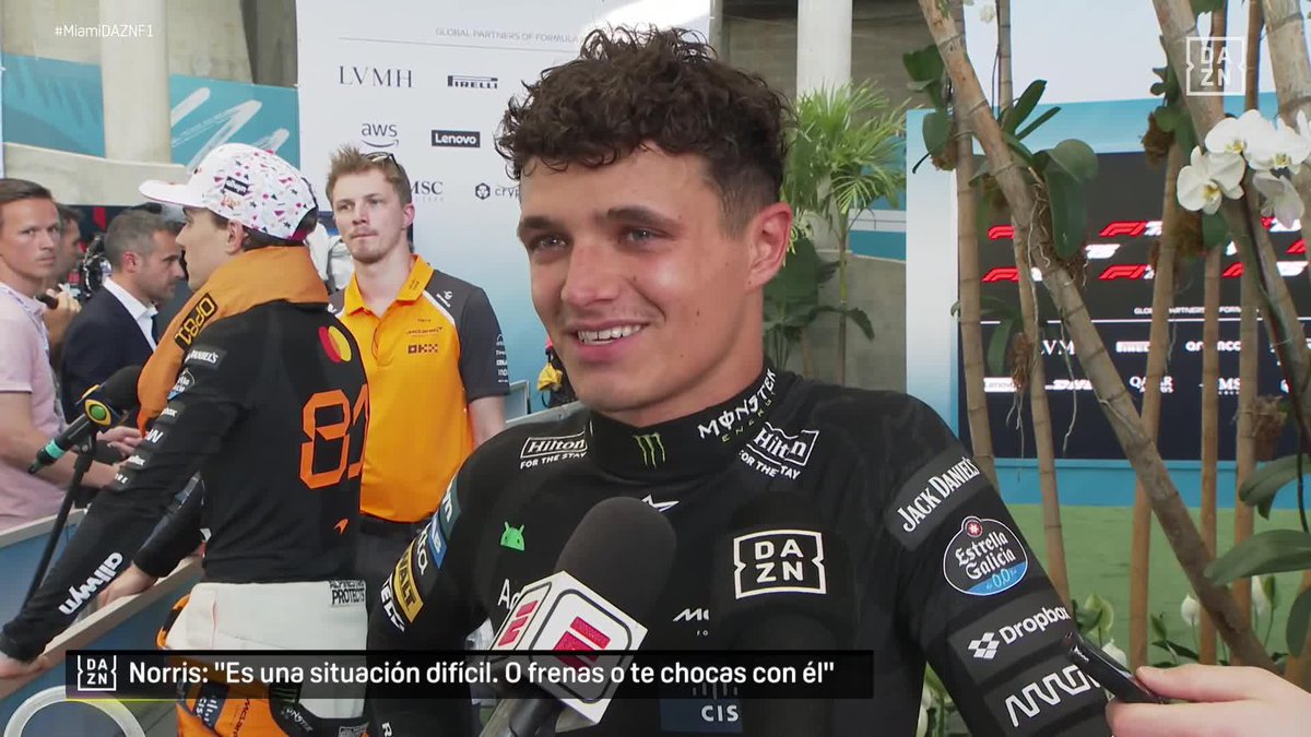 🗣️ "Con él es chocar o NADA. Es difícil atacar a alguien así" Lando Norris habla claro sobre su encontronazo con Verstappen en DAZN #MiamiDAZNF1 🇺🇸