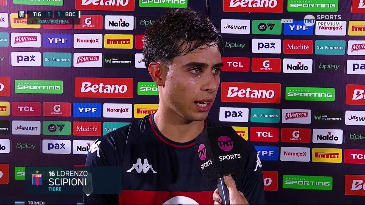 "UNO DE CHICO SIEMPRE SUEÑA CON HACER UN GOL EN ESTA CANCHA" Lorenzo Scipioni tras haber anotado su primer gol en primera en el empate ante Boca #LPFxTNTSports