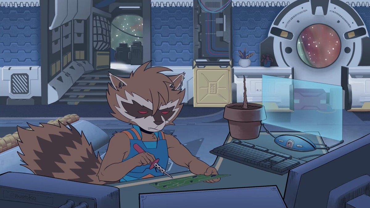 Made a lofi loop for Rocket :)! You can see it in his twitch before the stream starts, and if you stick with him, you'll see stuff being added as we go.