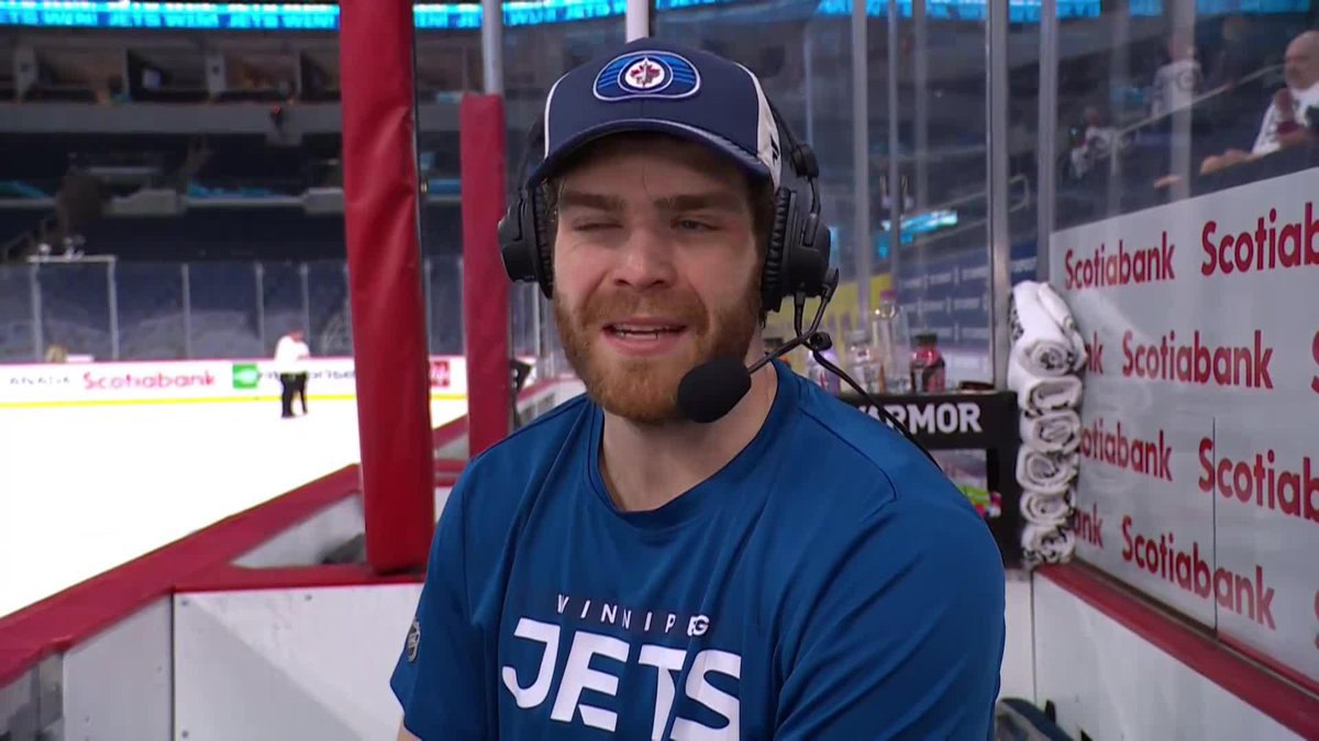 "I love you" ❤️ What a moment between Adam Lowry and Coach Bowness on the postgame 🥹