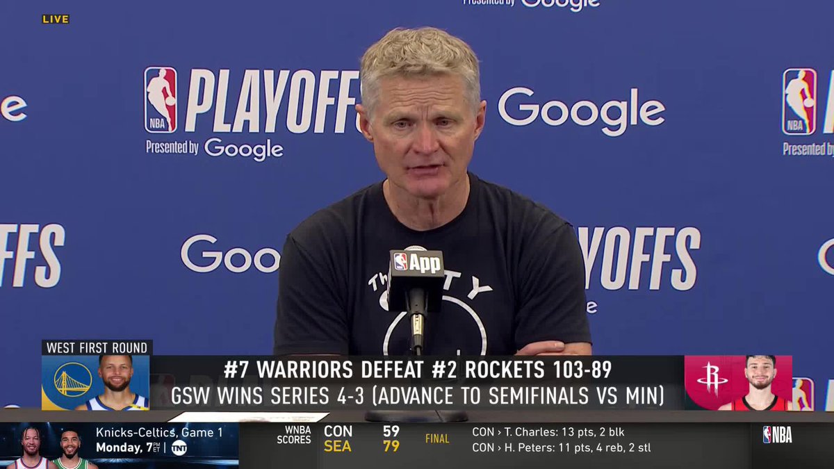 "I'm blown away at Steph's competitive fight. At 37, been doing this forever" 🙏 Steve Kerr spoke on the infectuous fightiing spirit that Steph carries
