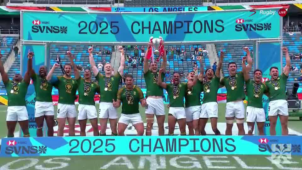 Fantastic news for South Africans to wake up to 🏆 The Blitzboks beat Spain 19-5 in Los Angeles to win the final tournament, the SVNS World Championship, of the season 🇿🇦👏 #HSBCSVNS | #HSBCSVNSLAX