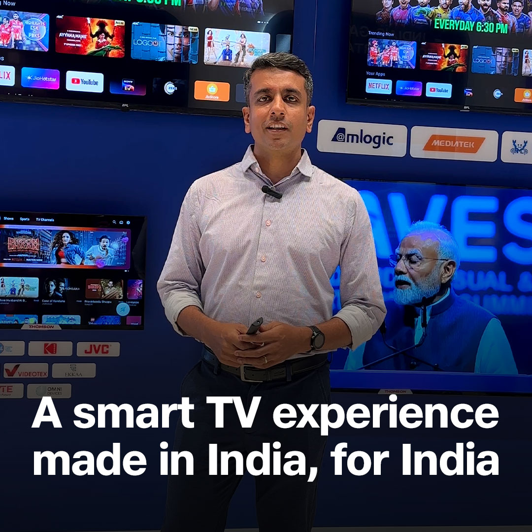 #JioTeleOS is redefining the TV experience with AI based recommendations, voice-based search in Indian languages and other revolutionary features. Here’s a glimpse from our booth at #WAVES2025 #WithLoveFromJio #Jio #WaveSummit #Waves