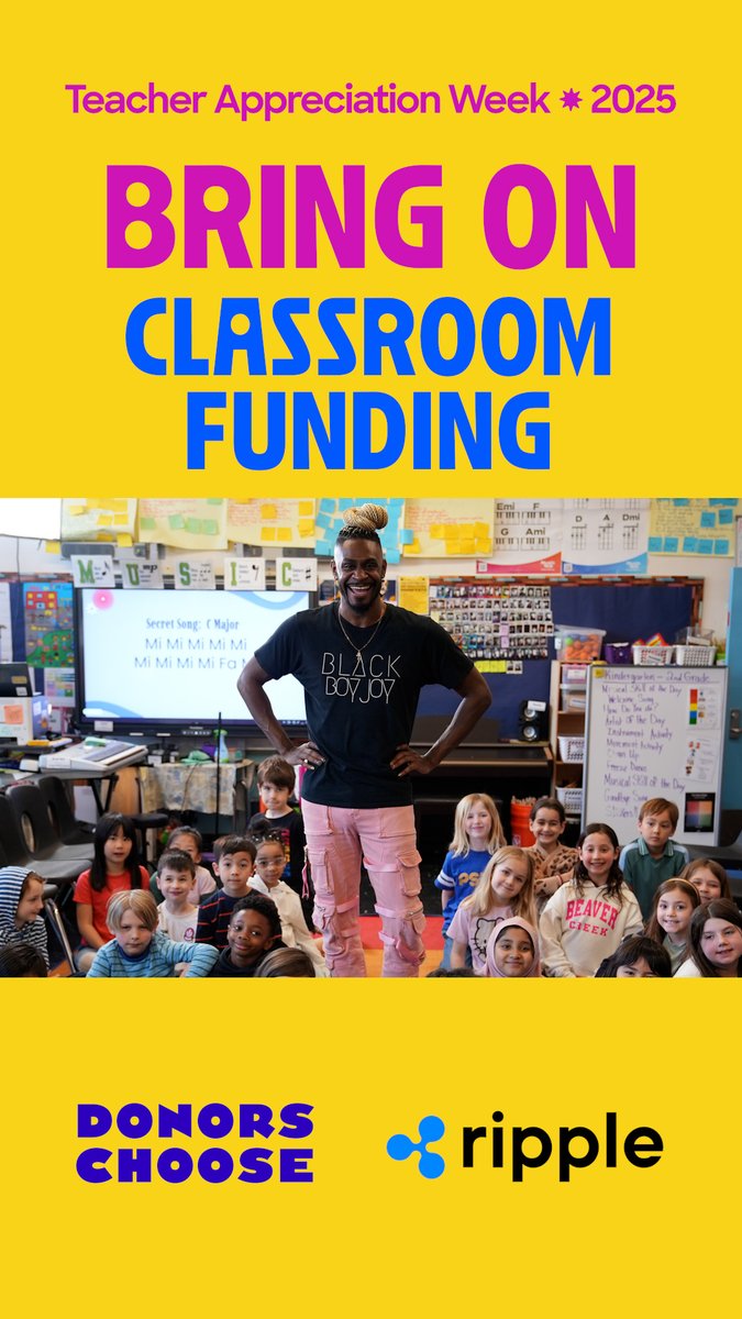 🚨 #TeacherAppreciationWeek is here, and Ripple is kicking things off with a BIG match! They're championing financial and educational access for all, and to get started, they're doubling donations on every teacher’s project, while funds last: