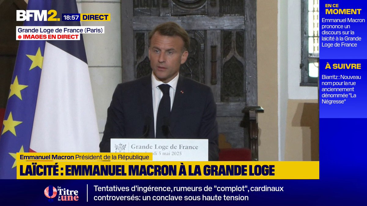 💬 "La franc-maçonnerie a toujours été la cible des complotistes et des obscurantistes" Emmanuel Macron prononce un discours sur la laïcité à la Grande Loge de France