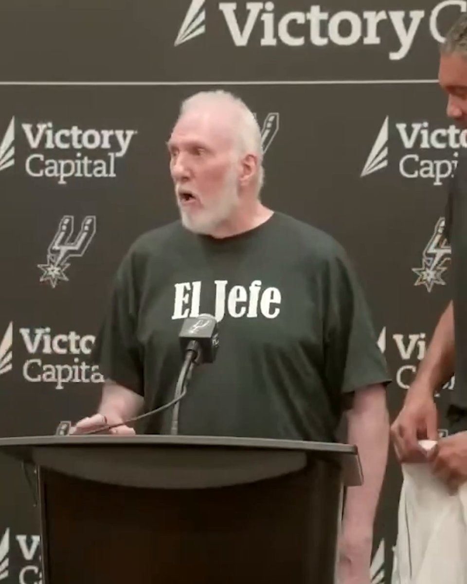 "I'm no longer coach, I'm 'El Jefe.'" 😅 —Gregg Popovich on his new role as Spurs president of basketball operations (via San Antonio Spurs)