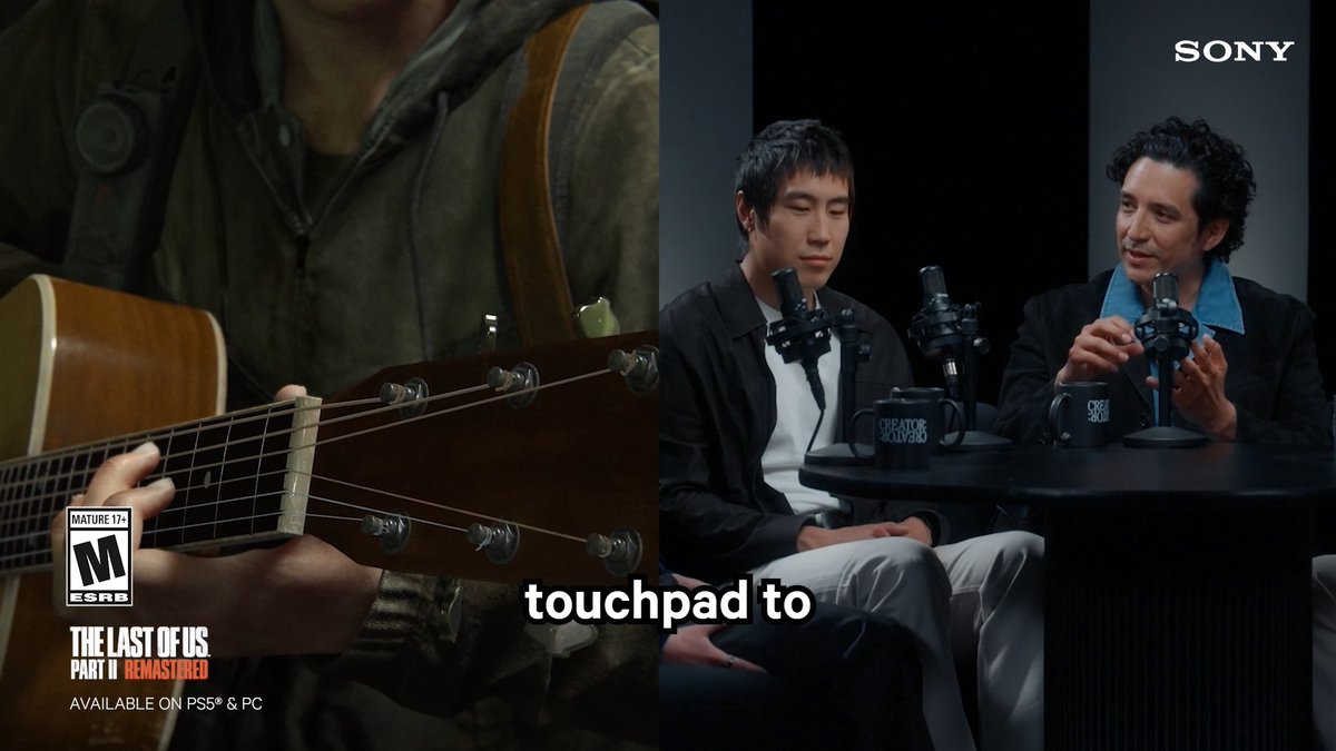 The cast of The Last of Us + Craig Mazin discuss being pros and amateurs at playing the DualSense guitar in Part II. Listen to or watch the new Creator to Creator episode: