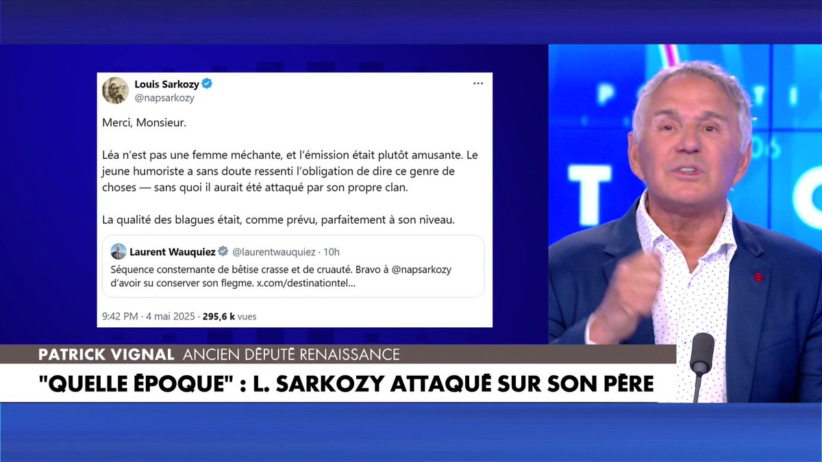 Patrick Vignal : «N'attaquez jamais ma famille, c'est moi qui fais de la politique. C'est le jeu, je l'accepte, mais on ne touche pas ma famille. J'aurai été Louis Sarkozy, je n'aurai pas pris ça avec de l'humour.»