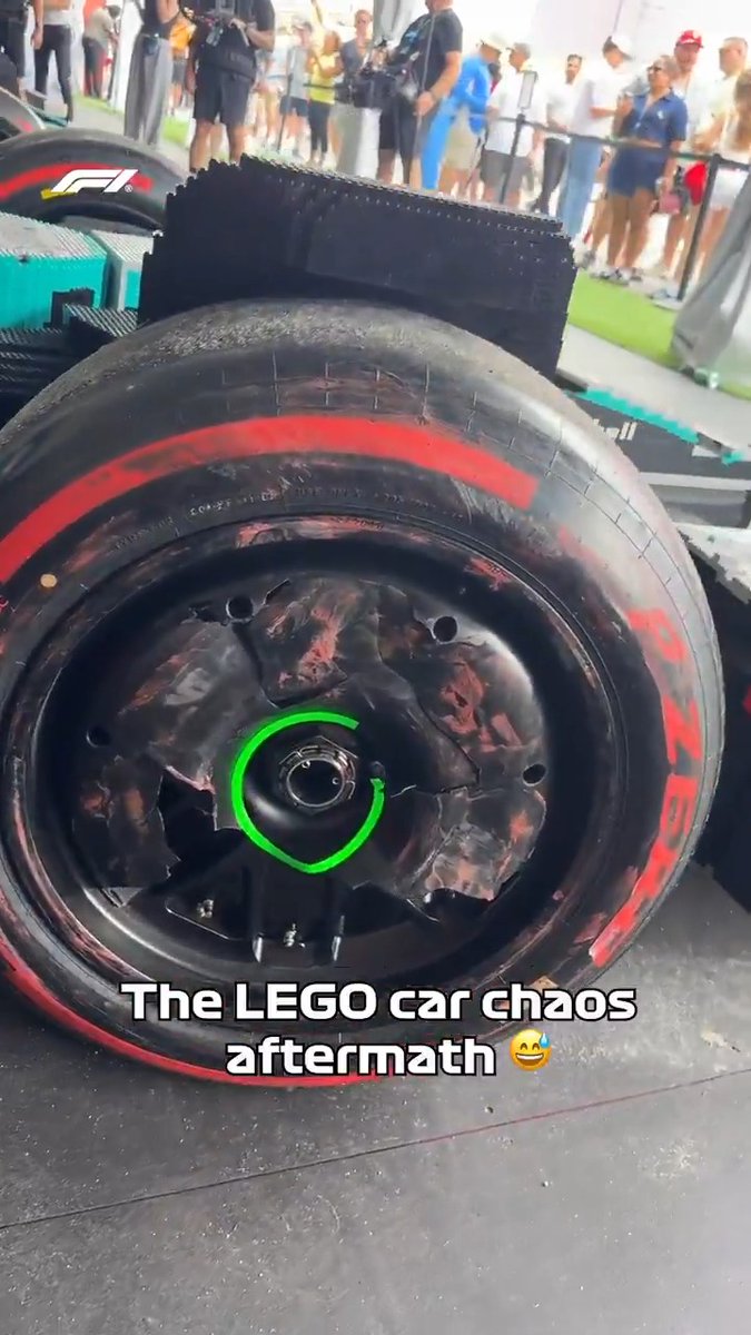 Decimated in a chaotic few minutes 😅 The LEGO cars put on an incredible pre-race show, but they've got the scars to show for it! #F1 #MiamiGP