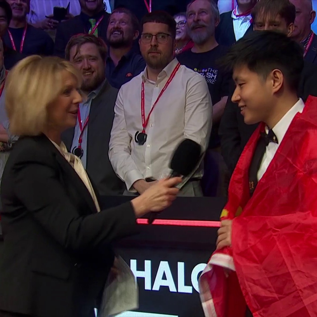 "I can't believe that..." Zhao Xintong's reaction to writing his name in snooker history ✍ #WorldChampionship
