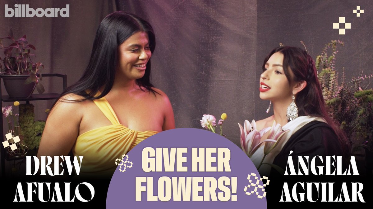“It’s like the first award ceremony that they honor me and my mom, and she deserves it more than I.” 💕 Ángela Aguilar 🇲🇽 plays Give Her Flowers! backstage at #BBWomenInMusic, shouting out her mom, her fans &amp; her husband, Christian Nodal. 💐