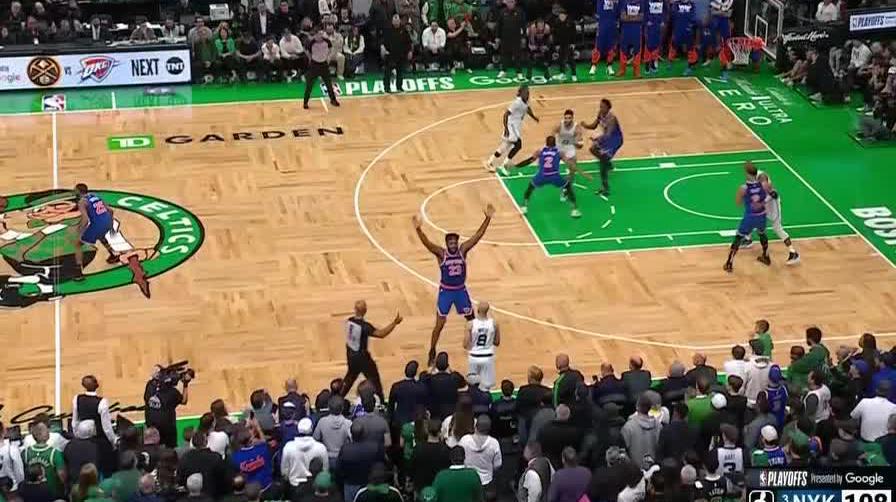 Mikal Bridges came up BIG defensively for the Knicks to steal Game 1 🔒