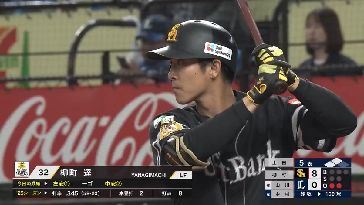 福岡ソフトバンク #柳町達 選手が本日3度目のタイムリーヒット‼️ 2点を追加しさらに点差を突き放す‼️ #sbhawks 👇ライブ配信はこちら