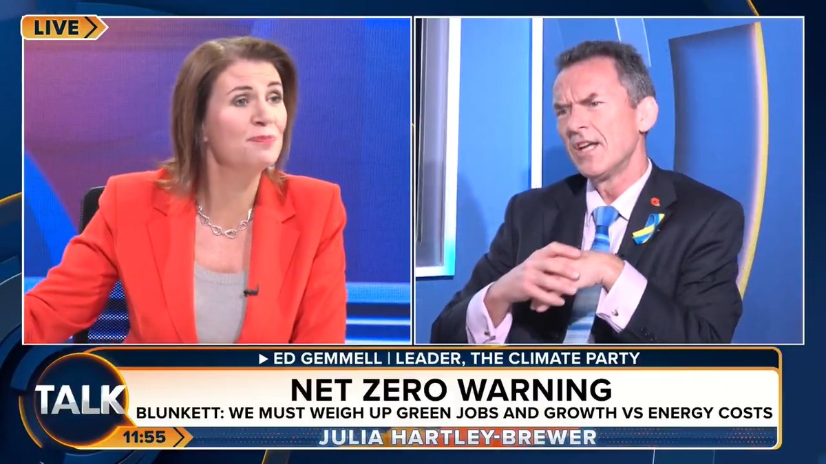 Julia Hartley-Brewer clashes with The Climate Party leader Ed Gemmell, as he dismisses a poll that says 59 per cent of Brits think cost of living should come before Net Zero. "The whole point is that people are simply not willing to play along with the madness now!" Julia Hartley-Brewer
