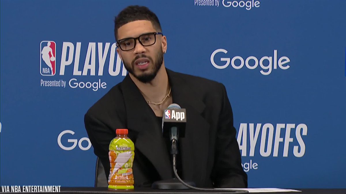 Reporter: "How do you not let frustration with lack of calls prevent you from attacking if you don't think you're gonna get a call?" Jayson Tatum: "It's the playoffs. We probably should just play without the refs. That's how physical it is." (via NBA)