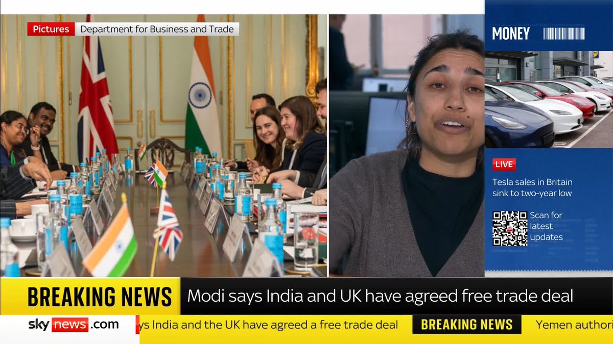 BREAKING: The UK and India have signed an "ambitious and mutually beneficial free trade agreement", according to Narendra Modi. JayneSeckerSky and Gurpreet Narwan have the details... Full story ➡️ 📺 Sky 501, Virgin 602 and YouTube