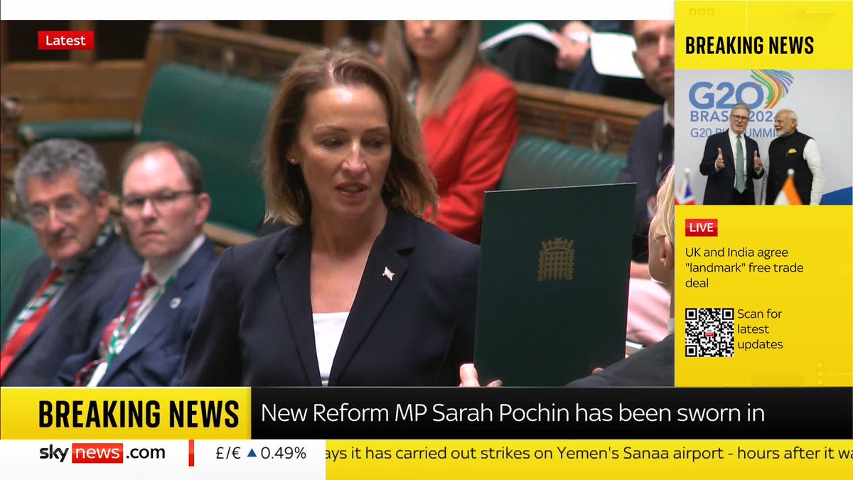New Reform UK MP Sarah Pochin has been sworn in. Sky's @jonCraig is in Parliament and has the latest. 📺 Sky 501, Virgin 602, Freeview 233 and YouTube