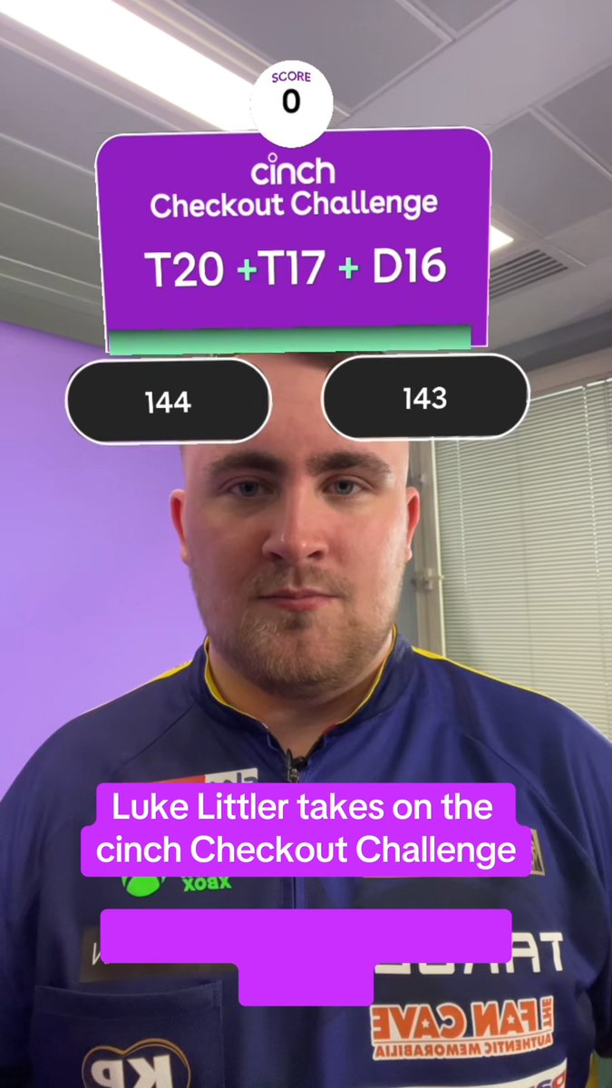 Can you keep up with Luke Littler? ๐ฏ๐ฅ Try out our Checkout Challenge on TikTok and see if youโve got what it takes to match The Nuke! ๐ฃ #darts #dartsprem #pdc #cinch #cinchdarts | PDC Darts
