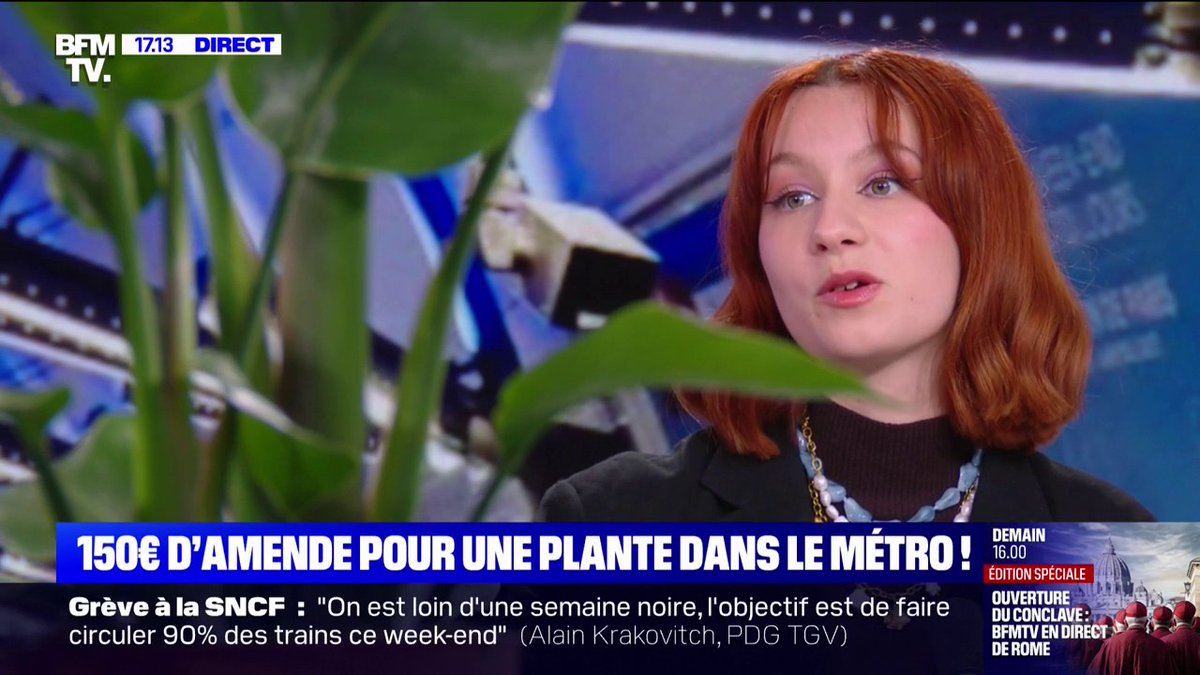 Salomé Ferraris (journaliste Tech&amp;Co, sanctionnée pour avoir transporté une plante dans le métro): "150 euros, c'est le plus gros montant, c'est aussi grave qu'uriner dans le métro"