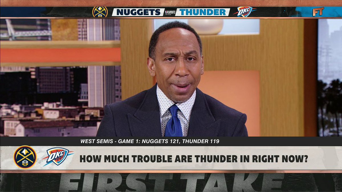 .Stephen A Smith gave Nikola Jokić love but calls out Jalen Williams' shooting struggles in Game 1. "Your struggles are alleviated if Jalen Williams shows up to help SGA. 5-for-20 ain't acceptable."