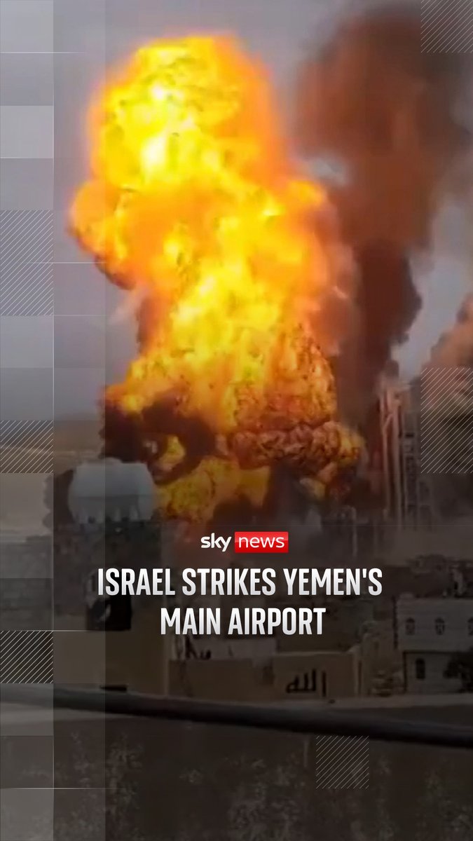 Israel launched airstrikes over Yemen's capital city, targeting infrastructure sites including the main airport. This strike comes after the Houthis attacked Israel's Ben Gurion Airport on Sunday.