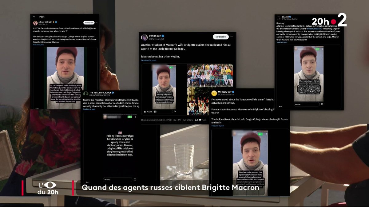 🔴🇷🇺 ENQUÊTE #JT20h : le rapport de Viginum, auquel nous avons eu accès, révèle une vaste campagne de manipulation orchestrée par la Russie. L’#Oeildu20h a décrypté une vidéo créée à l’aide de l’IA et visant à discréditer Brigitte Macron.