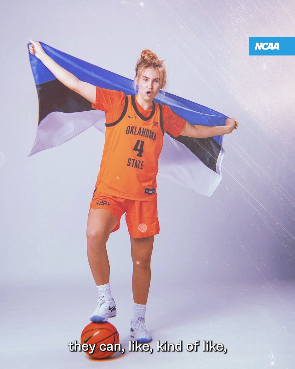 "I take a lot of pride in being an Estonian." 🇪🇪 Anna Gret Asi has found a second home with OSU Cowgirl Basketball and is proud to be a role model for little girls back home. 💙 @marchmadnesswbb x #NCAAWBB