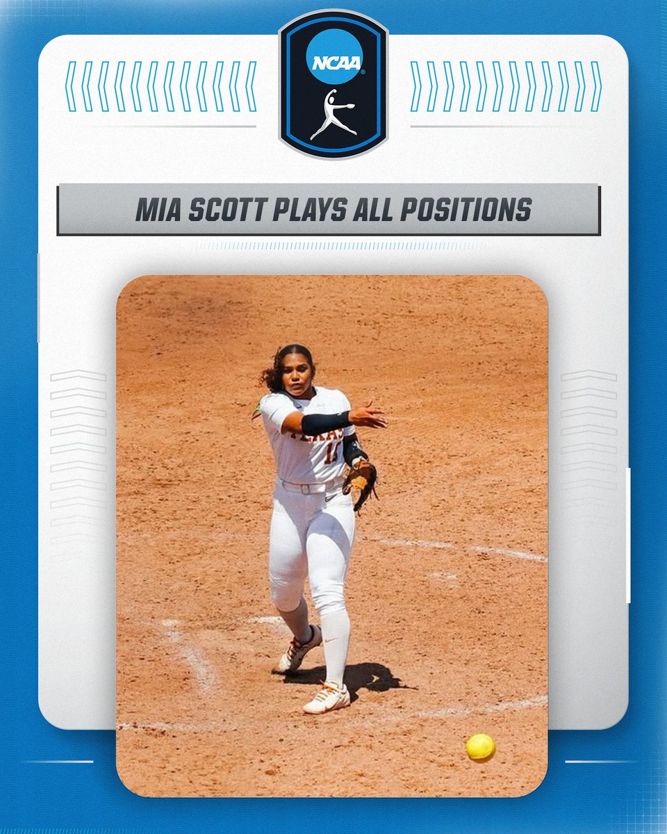 Talk about versatile 🤩👏 Michella Chester spotlights Texas Softball's Mia Scott, who played all nine positions in a single softball game! #NCAASoftball